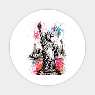 Scribbled Liberty: NYC Skyline Edition Magnet